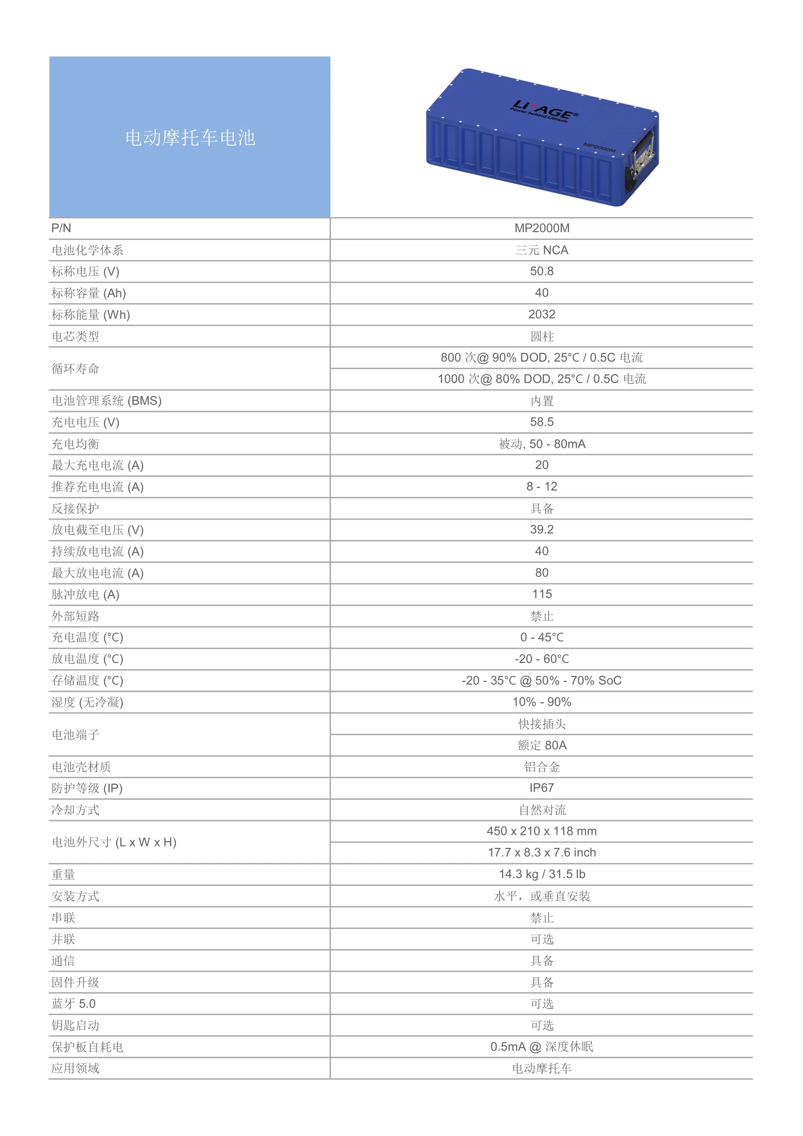 Electric motorcycle battery 48V 40Ah MP2000M CH.webp